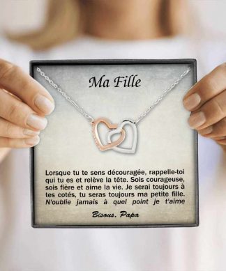Collier Pendentif Double Coeur Ma Fille Signe Papa