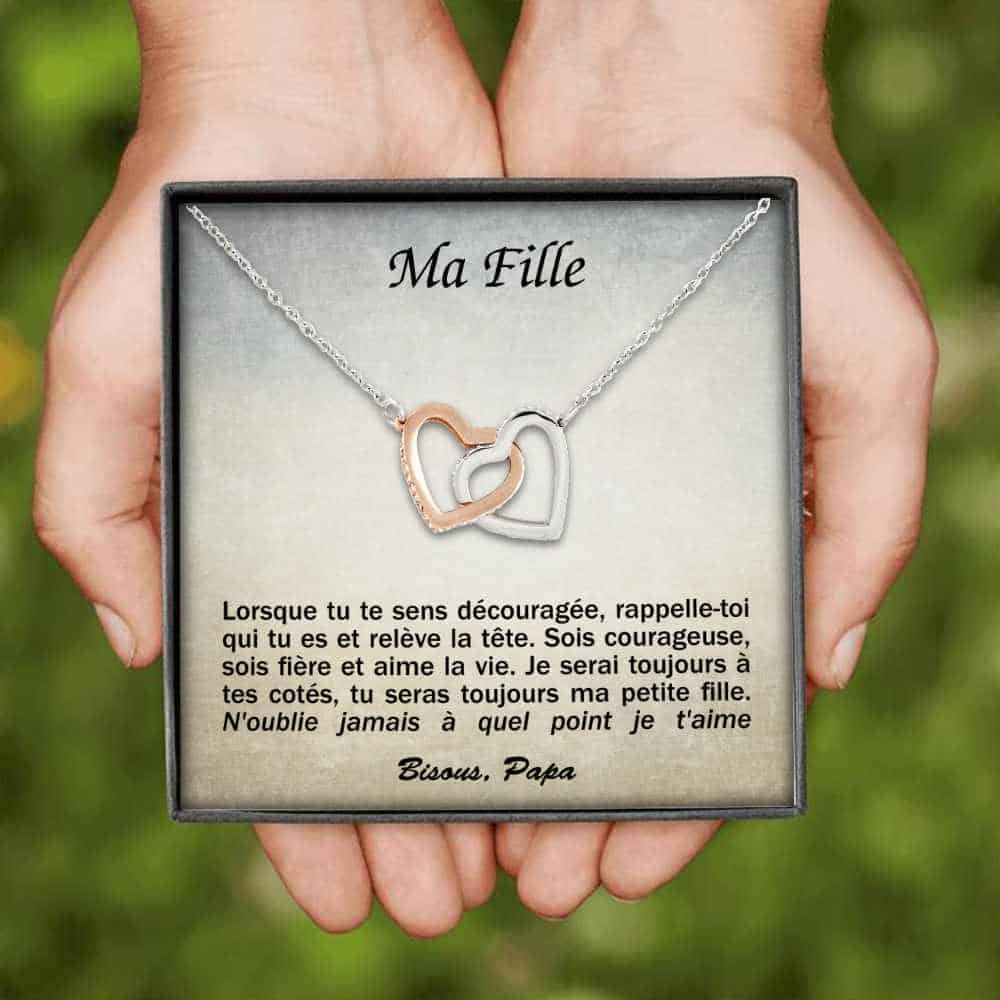 Collier avec Pendentif Coeurs Entrelacés Contenant un Message 