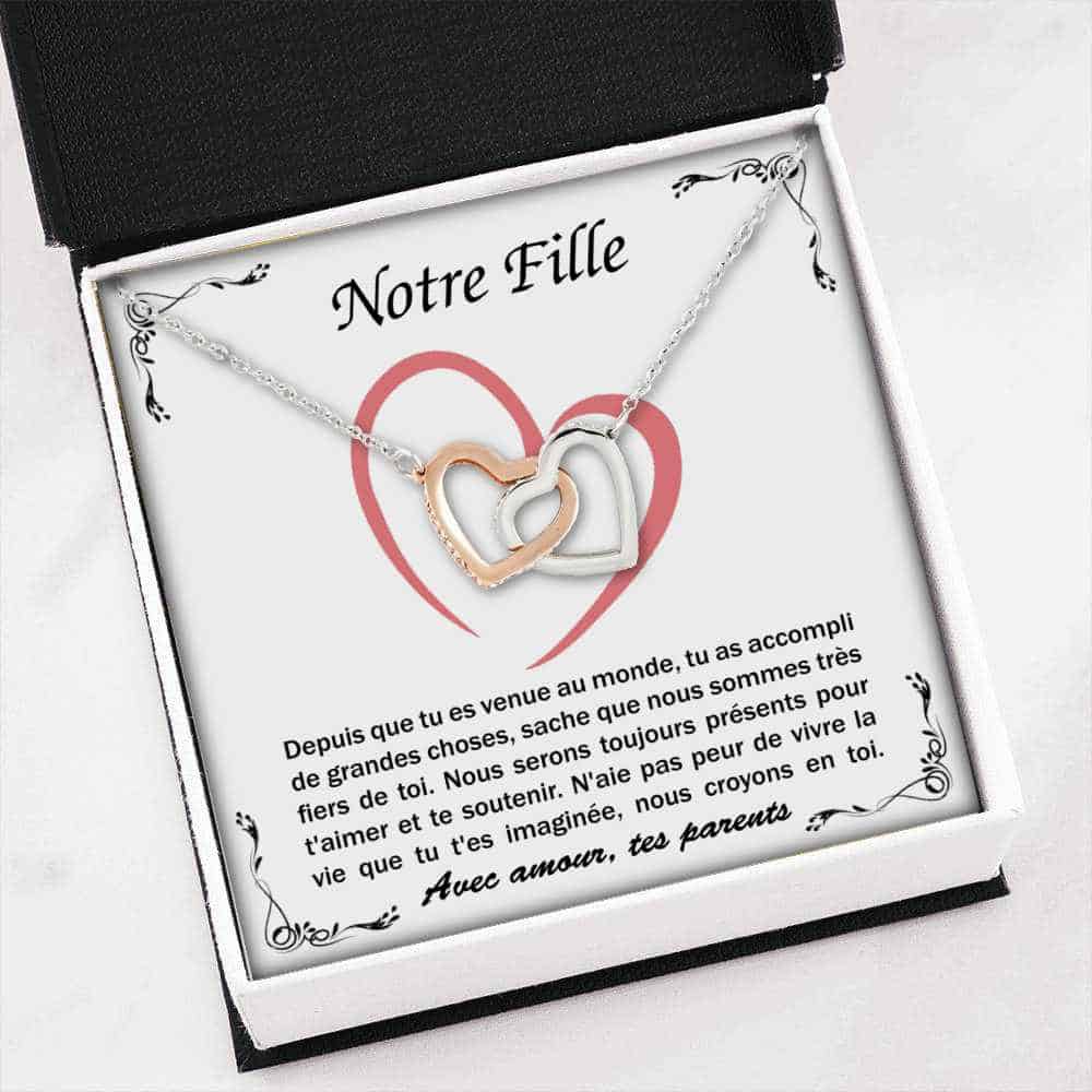 Collier avec Pendentif Coeurs Entrelacés Contenant un Message 