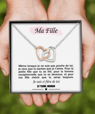 collier pendentif coeurs entrelacés Ma fille signé Maman